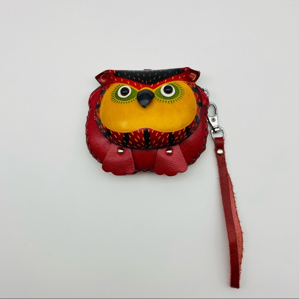 Red Owl Change Purse Made in Hawaii Wristlet.